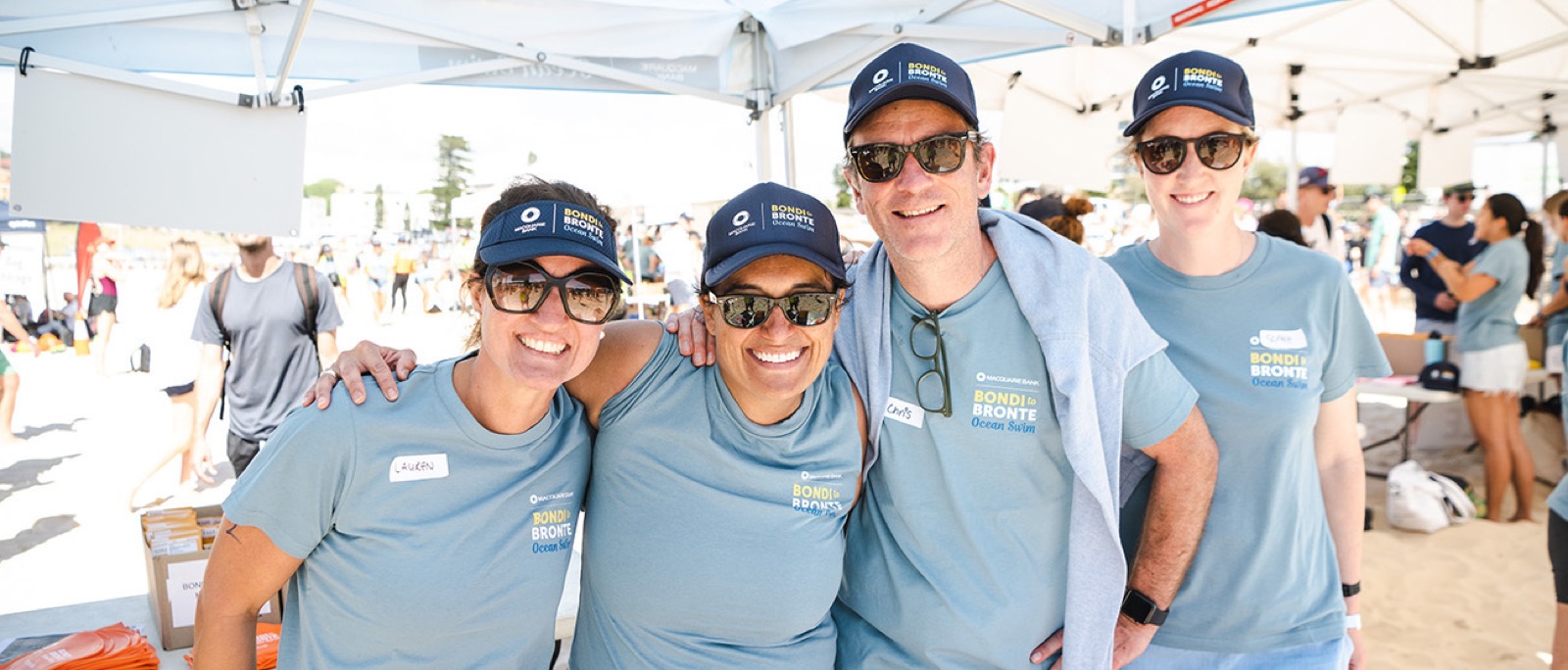 Bondi to Bronte Ocean Swim volunteers at the start line